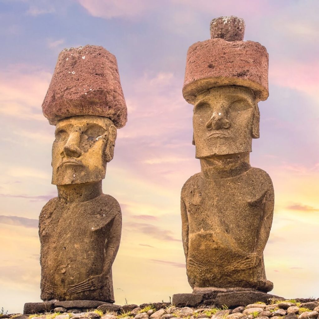 Persiana moai con cielo falso