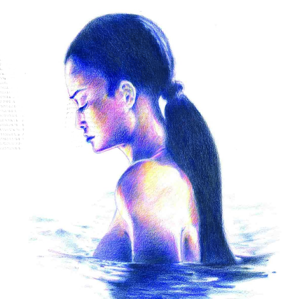 Fragen über die Vergangenheit 1 Zeichnung Mädchen im Wasser