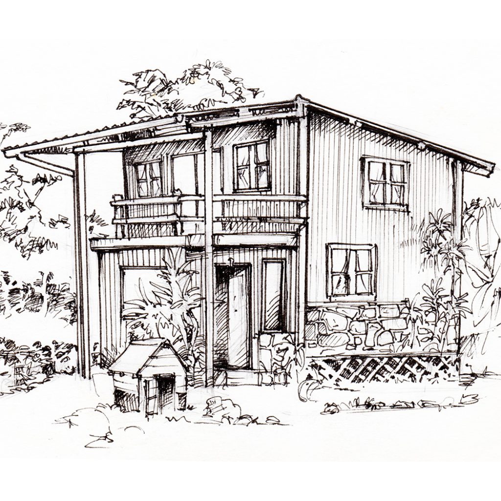 Zeichnung Haus Petra quadratisch