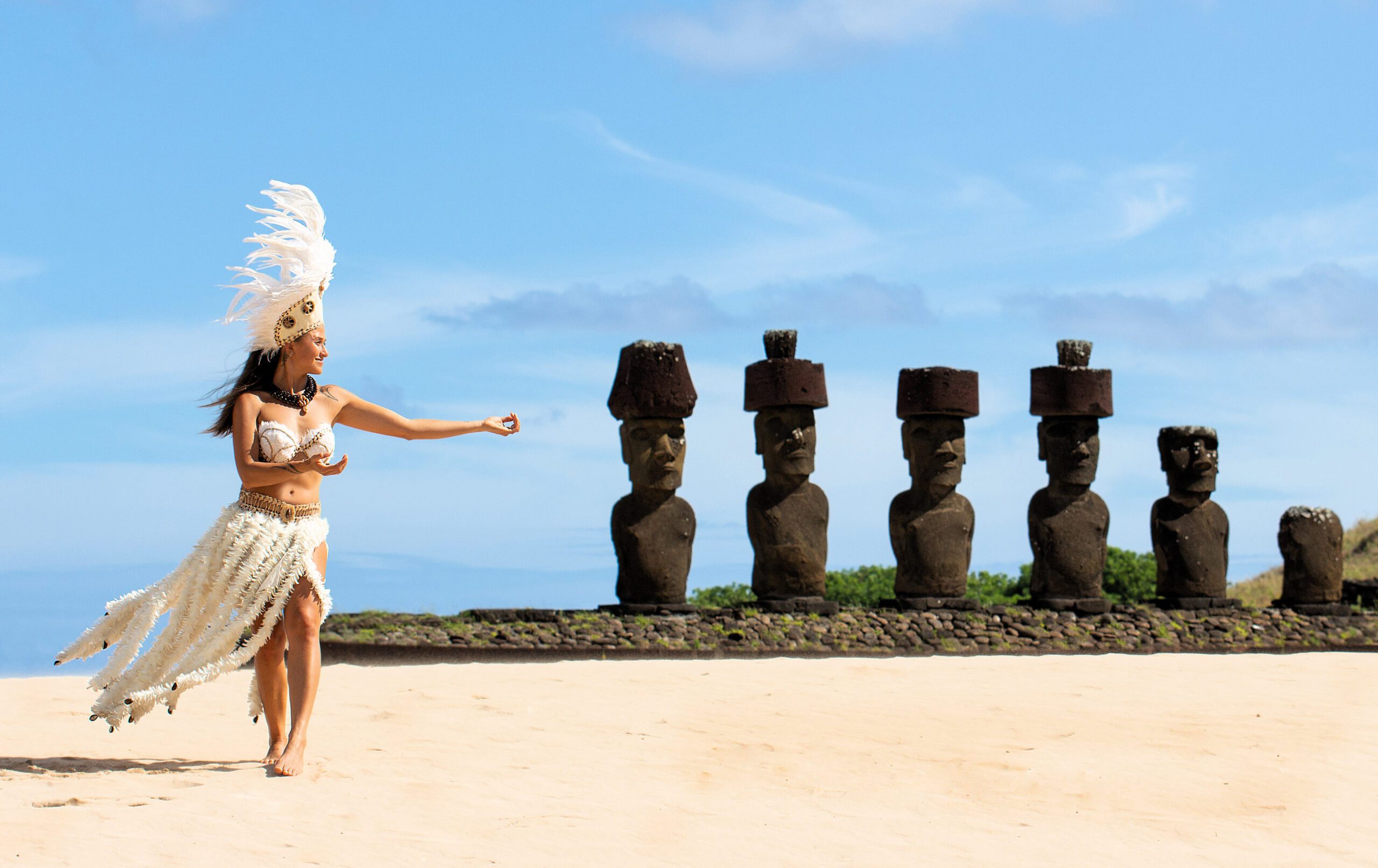 Maqueta junto a Ahu Nau Nau, Anakena, Isla de Pascua, Rapa Nui